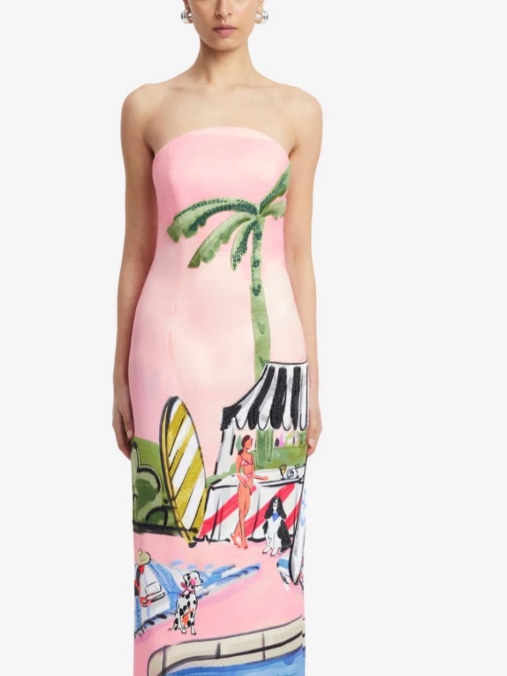Leo Lin Riviera Print Ava Bustier Dress, Size 6 - Picture 7 of 9